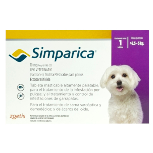 Simparica 10 Mg Para Perros De 2,5 Kg -  5 Kg
