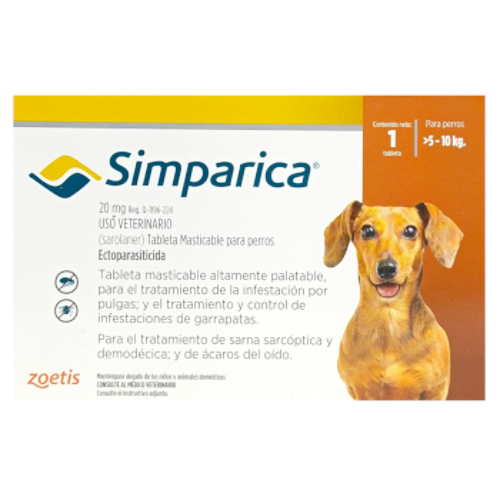 Simparica 20 Mg Para Perros De 5 Kg - 10 Kg