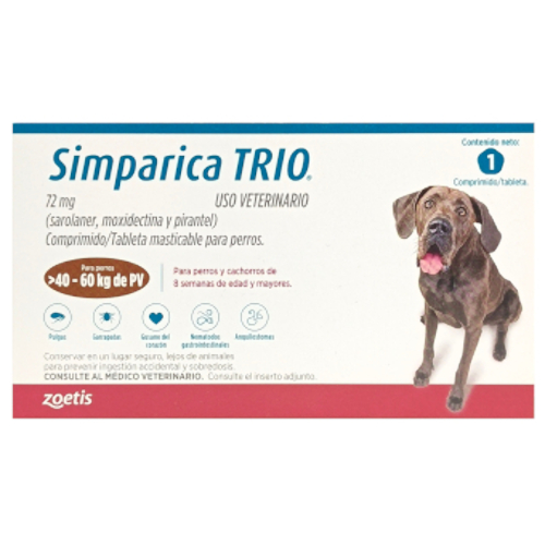 Simparica Trio 72 Mg Para Perros De 40 Kg - 60 Kg
